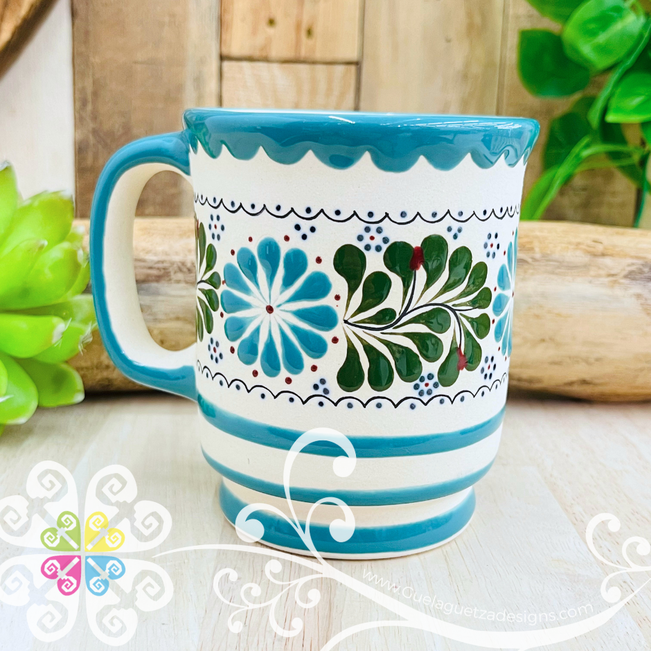 Teal Taza Capuchino Colibri - Barro Alta Temperatura - Single Clay Mug