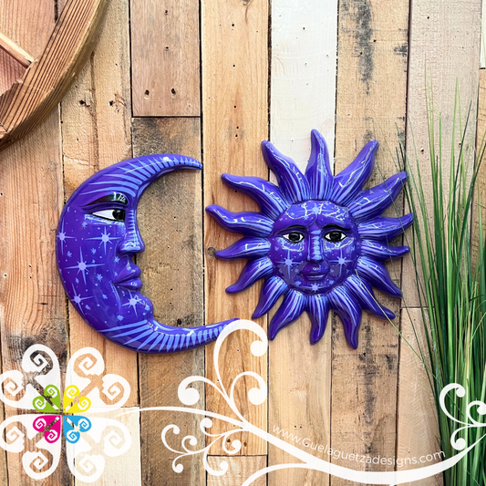 Medium Purple Sun & Moon Set - Wall Decor