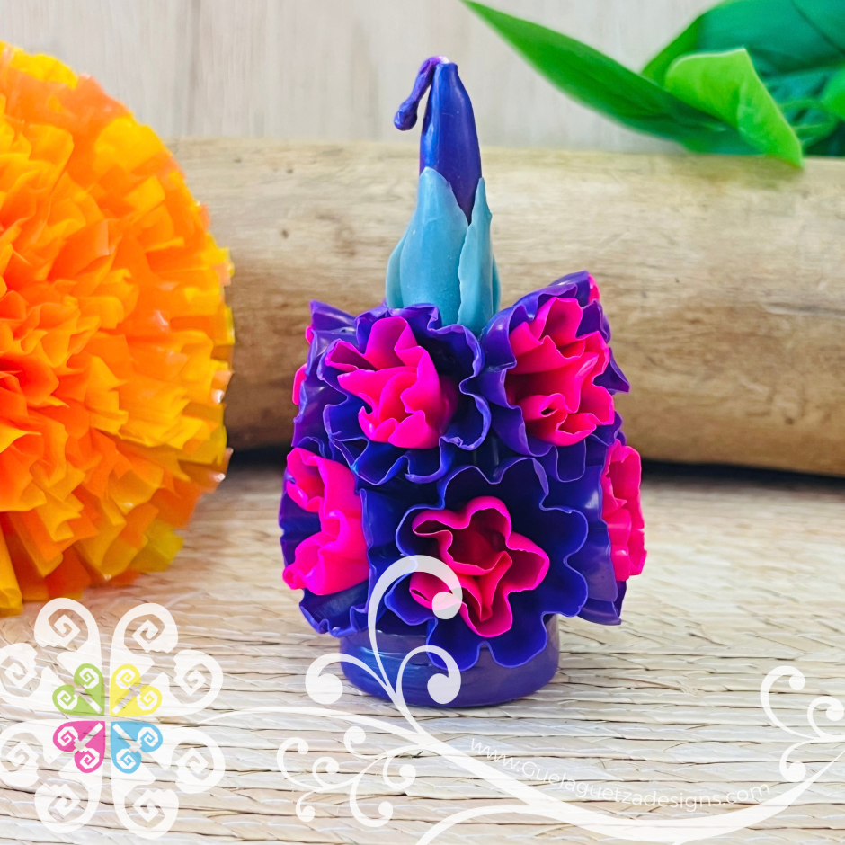 Mini Purple Vela Escamada Elegancia Artesanal- Artisan Candles Vedesa