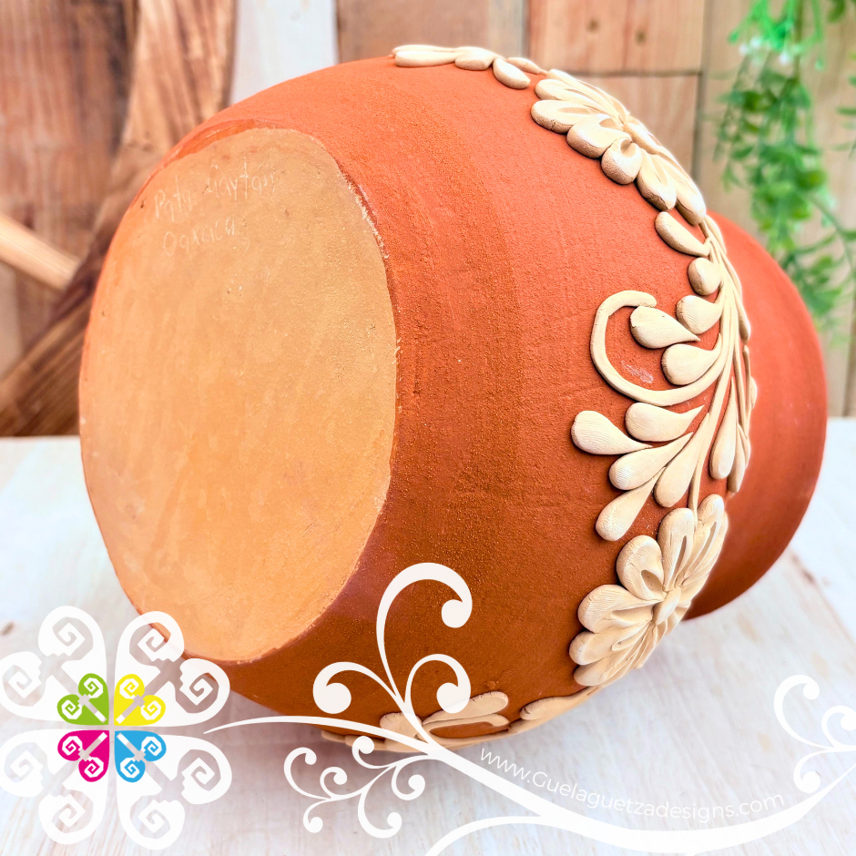 Small Drops Decorated Clay Ollita - Barro Bordado Oaxaca