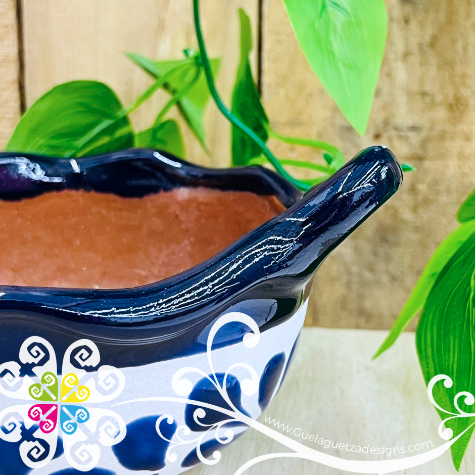 Set of 4 Small Cobalt Blue Espiga Cazuelita Clay Bowl