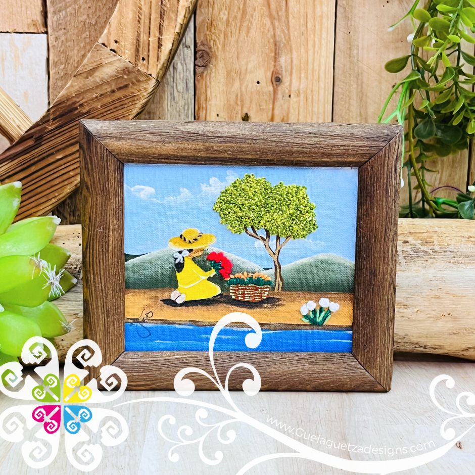 Campesinos - Embroidered Wood Frame