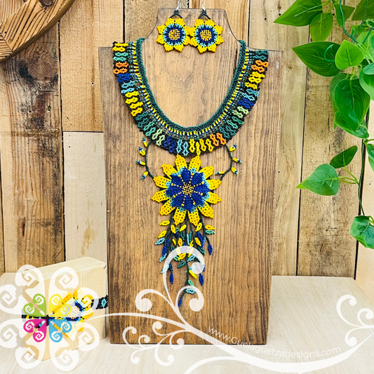Beaded Sunflower Choker Set