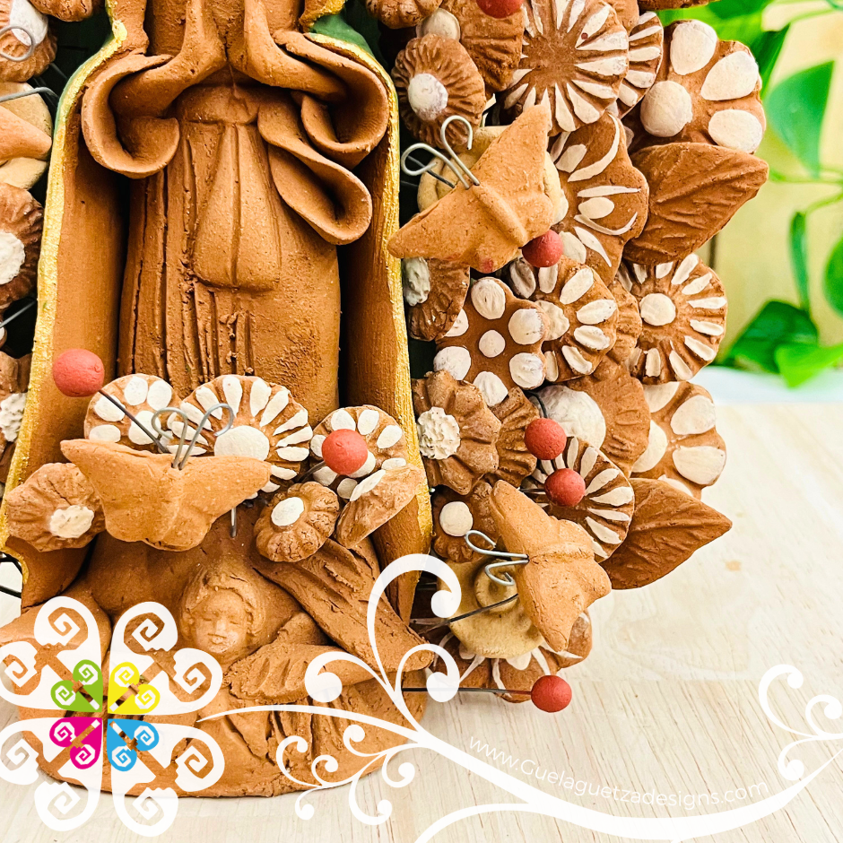 Large Natural Virgen de Guadalupe Home Decor - Barro Metepec