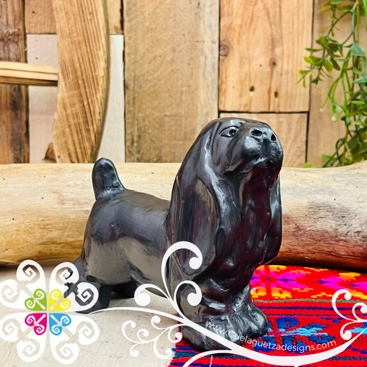 Weenie Dog Black Clay Figure - Barro Negro Oaxaca