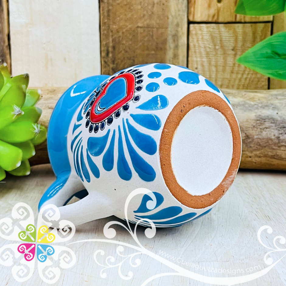 Set of Corazon White Espiga Clay Mugs - Set Taza Barro