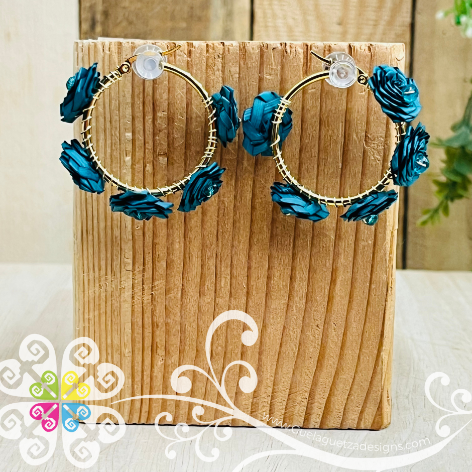 Crystal Bead Rose Roops - Palm Earrings