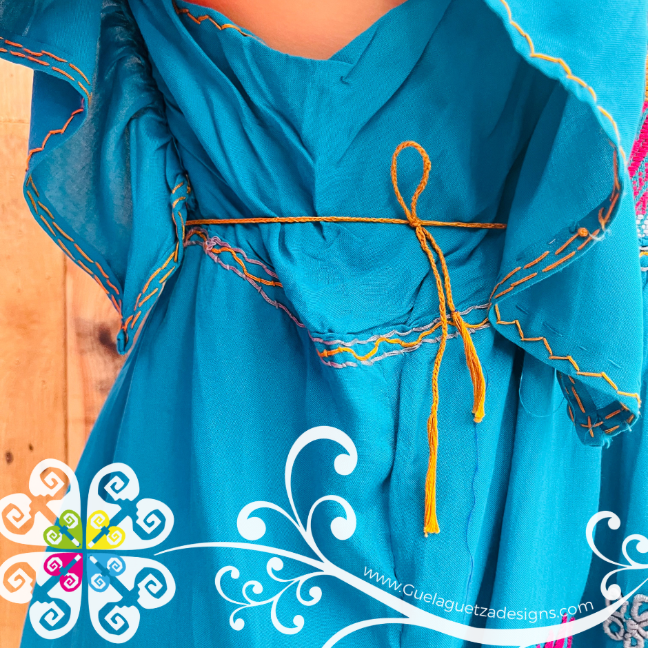 Teal Blusa Chiapas - Flutter Sleeve Top