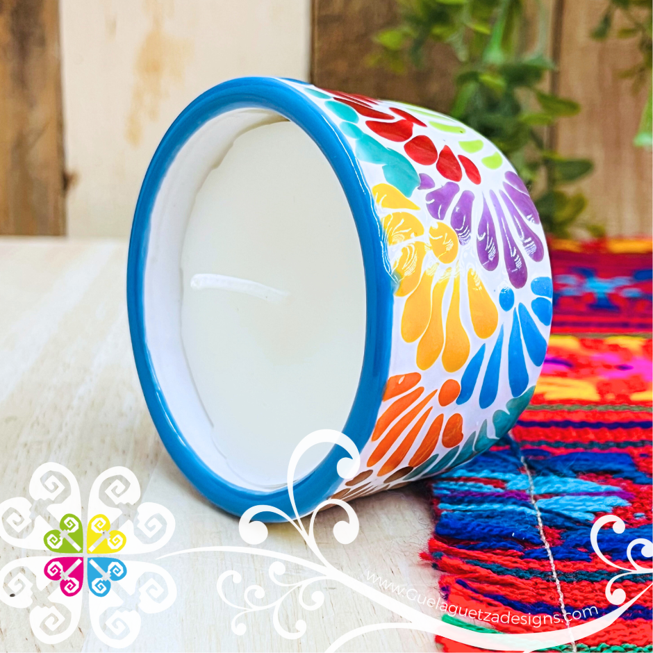 Small Multicolor Talavera Candle - Artisan Candles