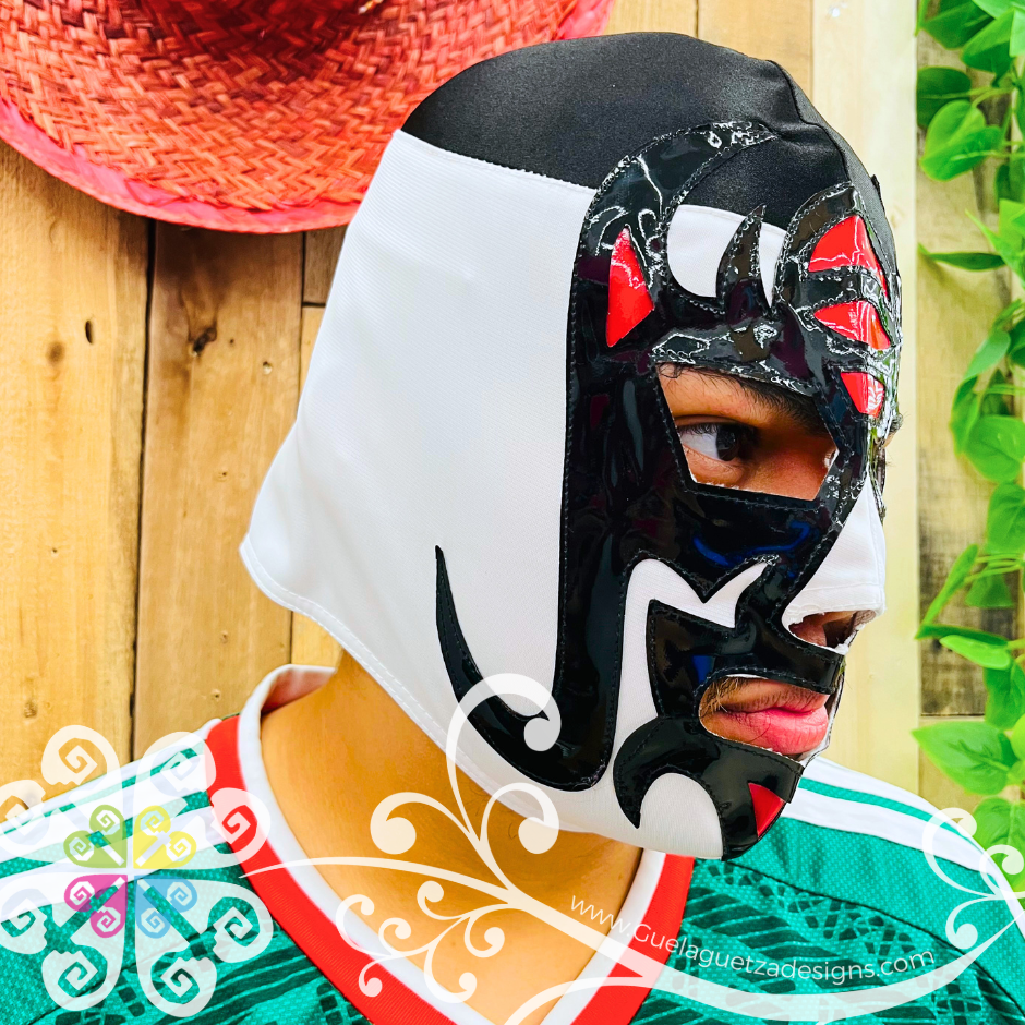 Black with White and Red Luchador Mask - Adult Lucha Libre Mask