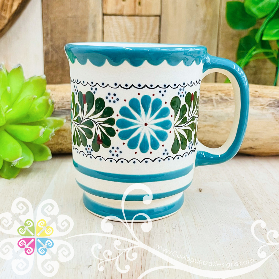 Teal Taza Capuchino Colibri - Barro Alta Temperatura - Single Clay Mug