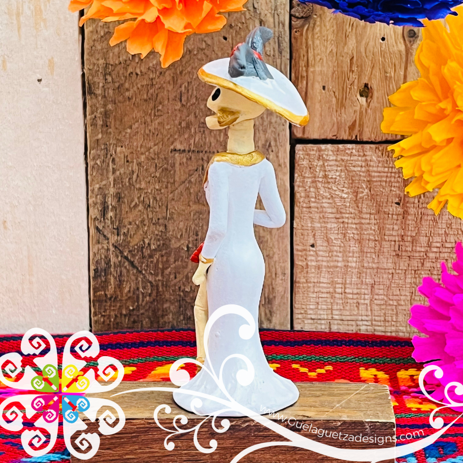 Mini White Fina Clay Catrina Michoacana - Capula Clay Home