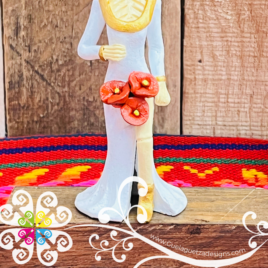 Mini White Fina Clay Catrina Michoacana - Capula Clay Home