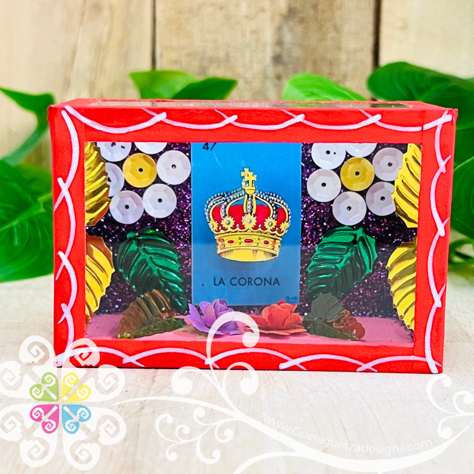 Mini Red Square LoteriaMX Mexican Box Decor - Cajita Decorativa Barro Cocido