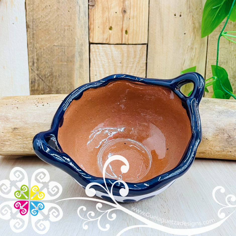 Set of 4 Small Cobalt Blue Espiga Cazuelita Clay Bowl