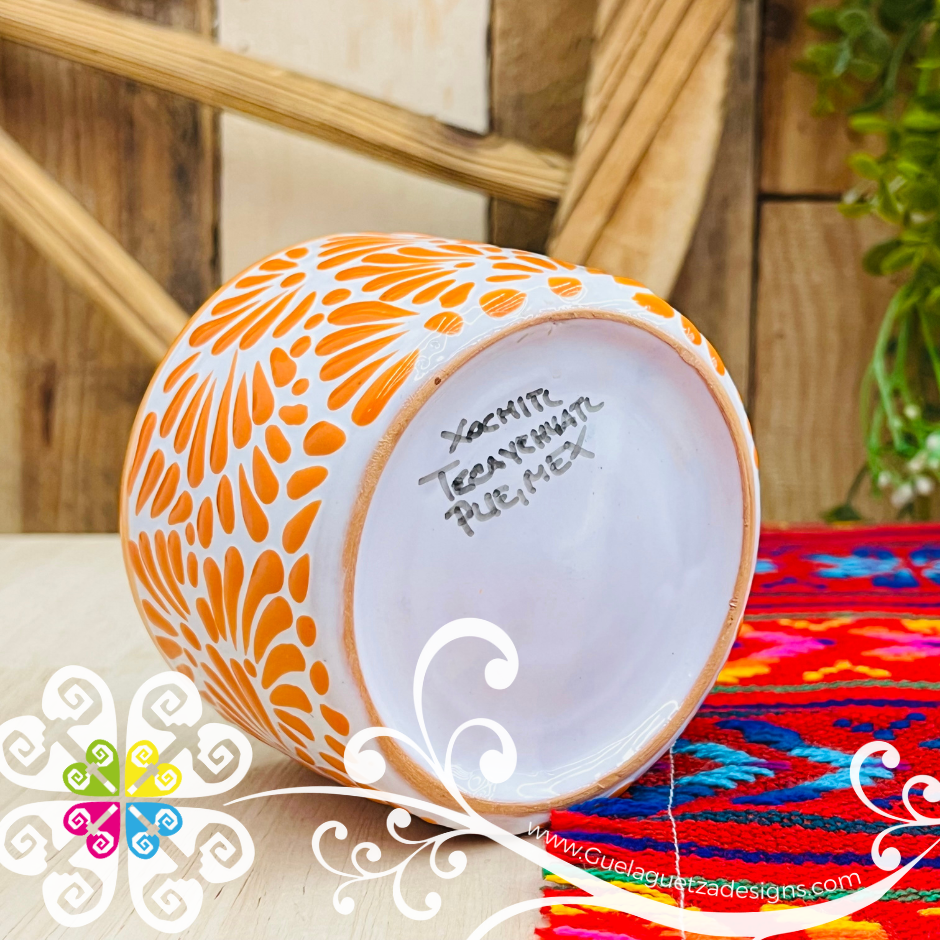 Large Tazon Orange Talavera Candle - Artisan Candles