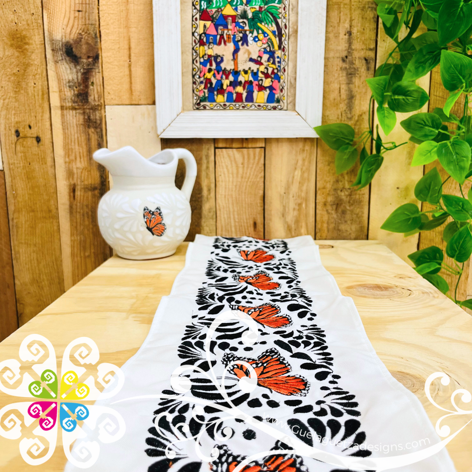 Mariposa with Black Cielito Lindo Table Runner - Mexican Home