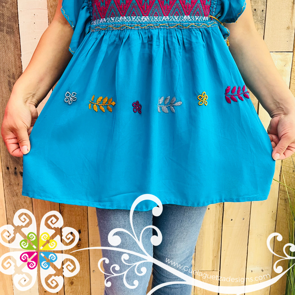 Teal Blusa Chiapas - Flutter Sleeve Top