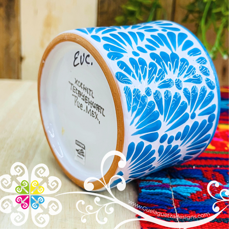 Medium Tazon Blue Talavera Candle - Artisan Candles