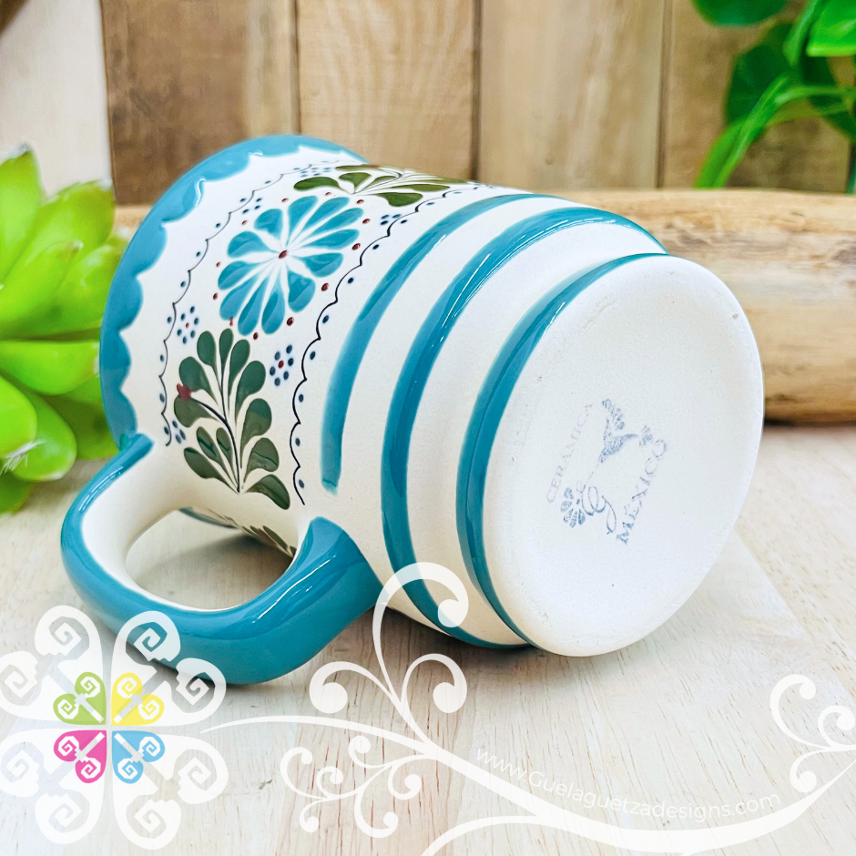 Teal Taza Capuchino Colibri - Barro Alta Temperatura - Single Clay Mug
