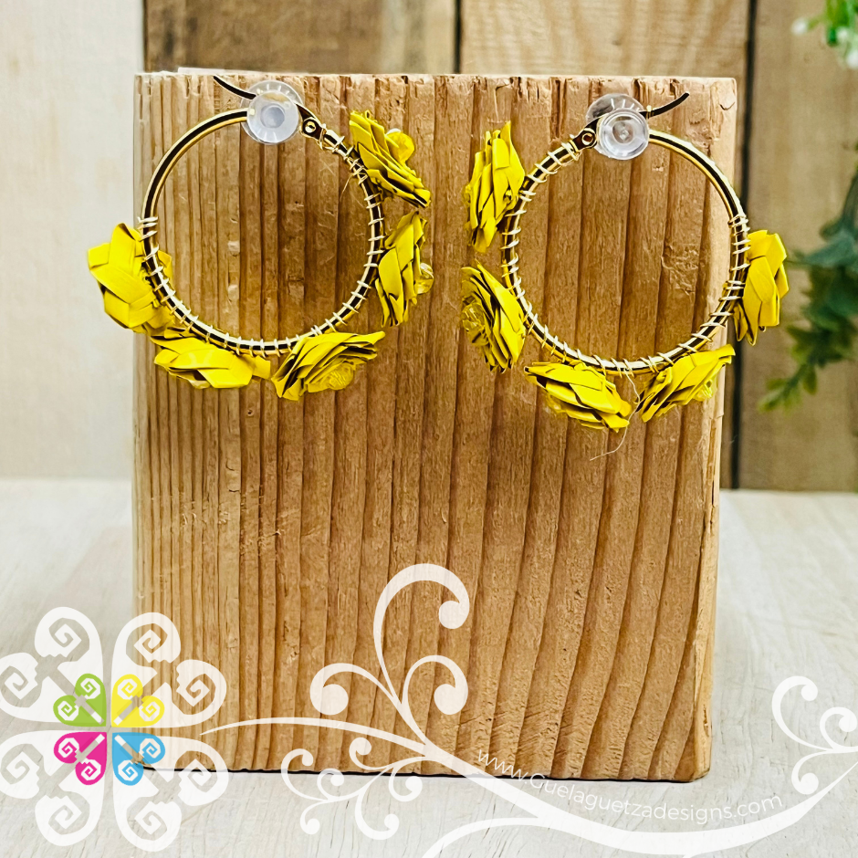 Crystal Bead Rose Roops - Palm Earrings