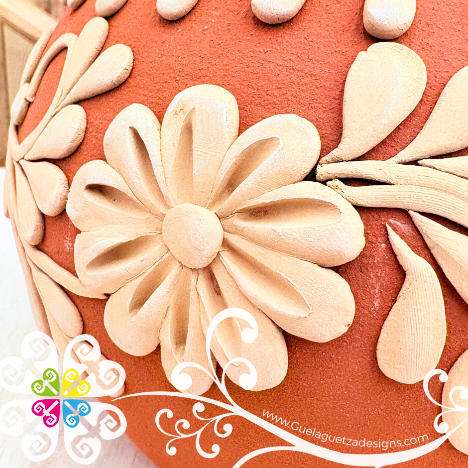 Small Drops Decorated Clay Ollita - Barro Bordado Oaxaca