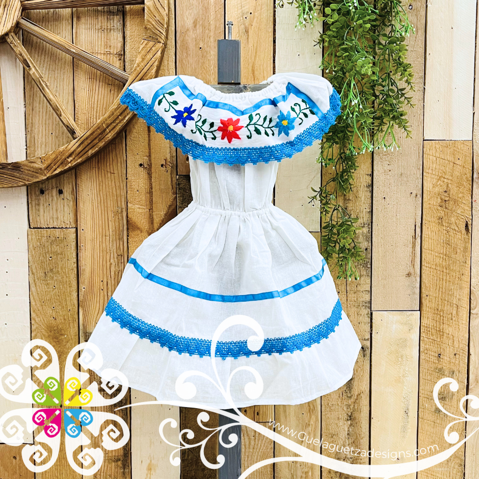 Blue Turquoise Estambre Campesino Children Dress