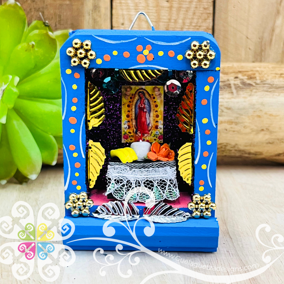 Miniature Virgencita Shadow Box - Cajita Decorativa