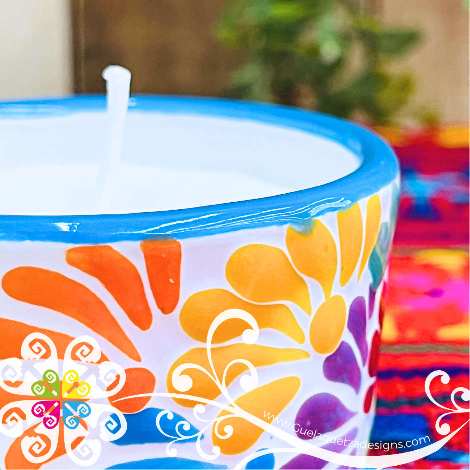 Small Multicolor Talavera Candle - Artisan Candles
