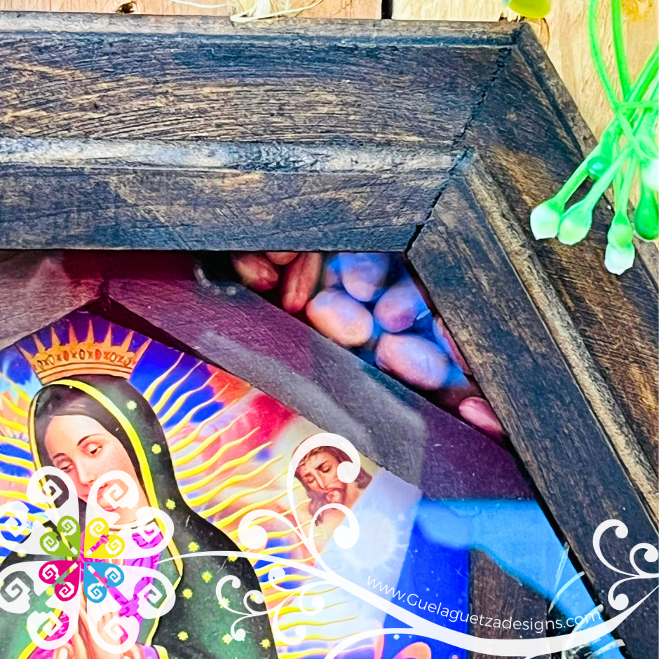 Hexagon Virgen de Guadalupe - Artisanal Key Holder