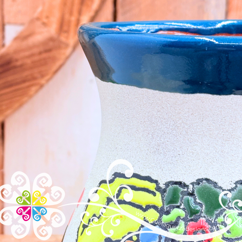 Dark Teal Catrina Ovulo Vase - Mexican Home Décor