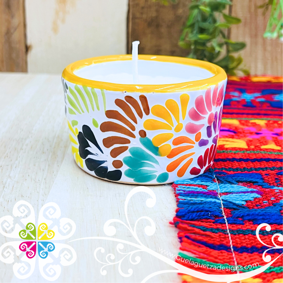 Small Multicolor Talavera Candle - Artisan Candles