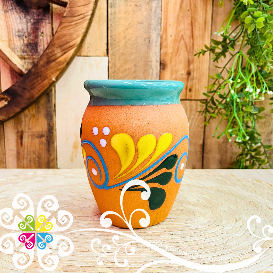 41 - La Rosa Cantarito LoteriaMX - Single Clay Cantarito