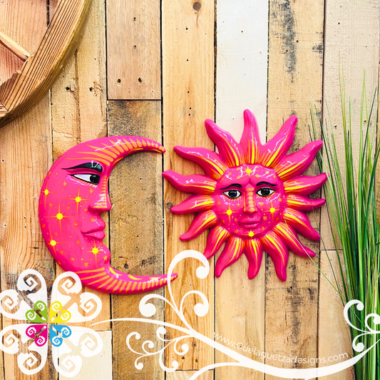 Medium Fuchsia Sun & Moon Set - Wall Decor