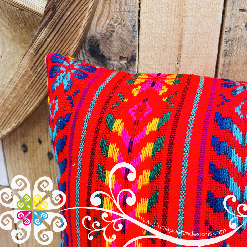 Red Decorative Cambray Pillow Case - Mexican Home