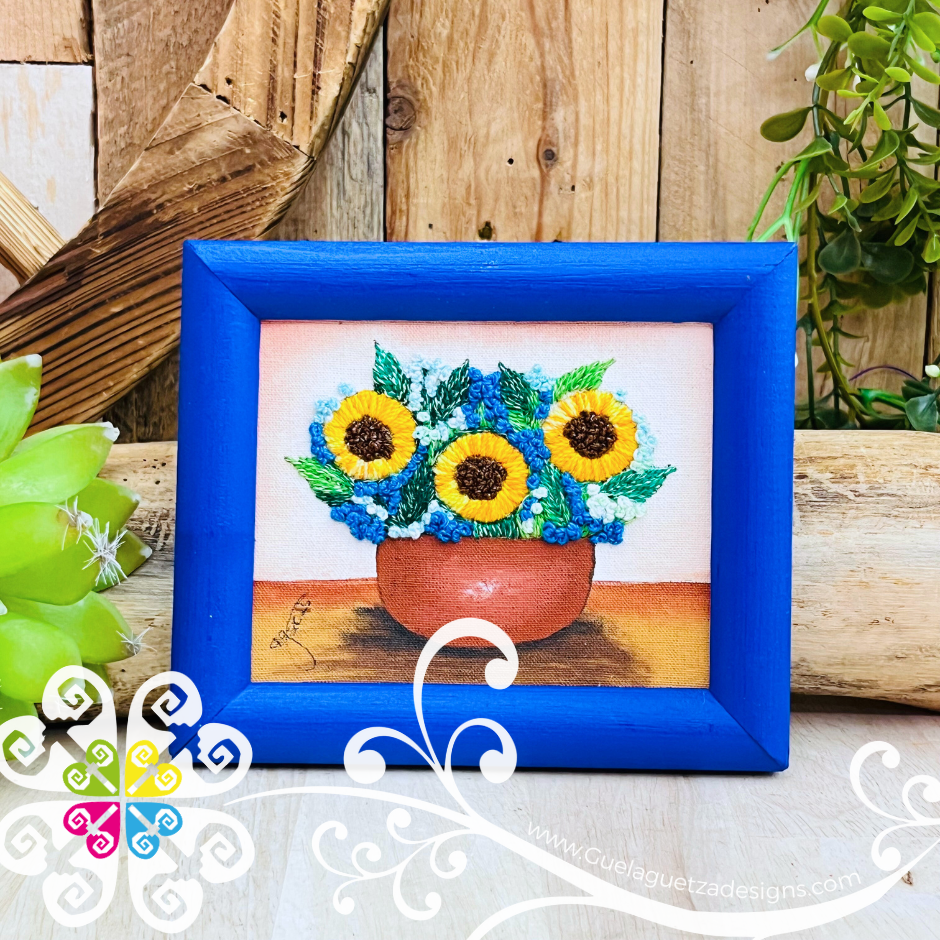 Planter - Embroidered Wood Frame