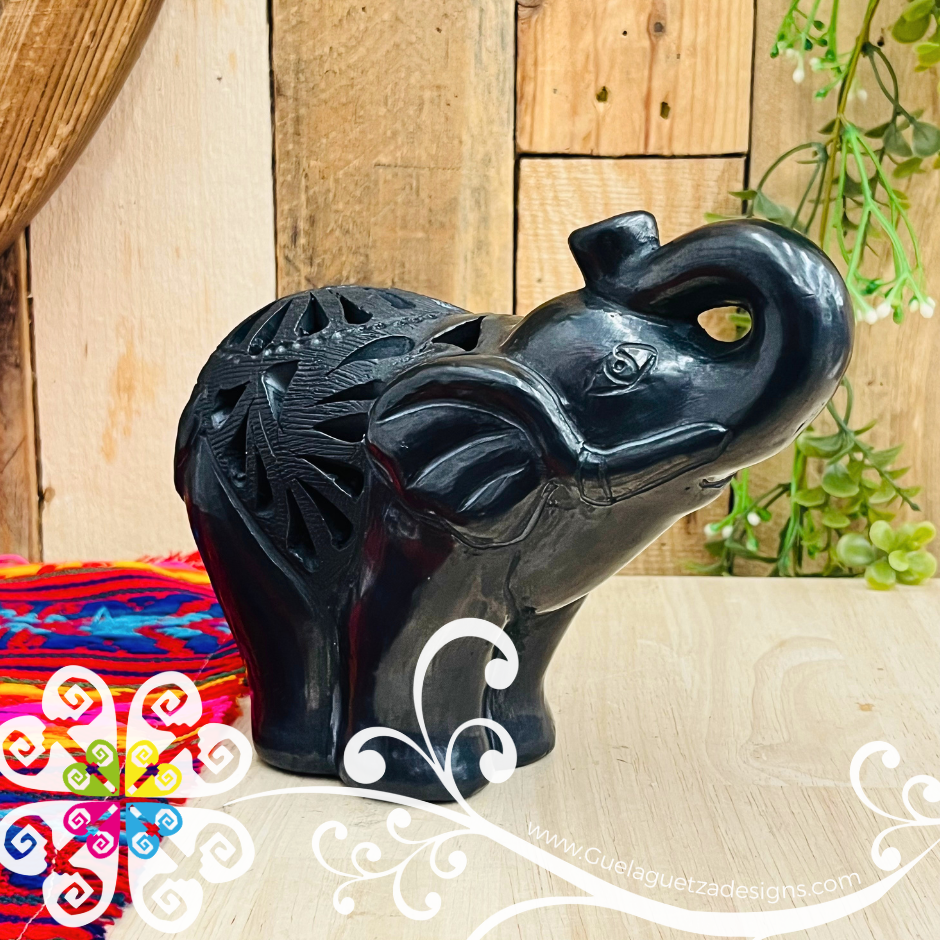 Medium Elephant Figure - Black Clay Oaxaca