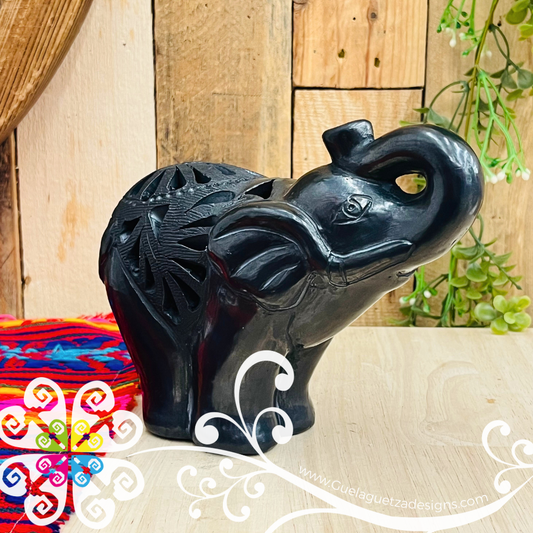 Medium Elephant Figure - Black Clay Oaxaca