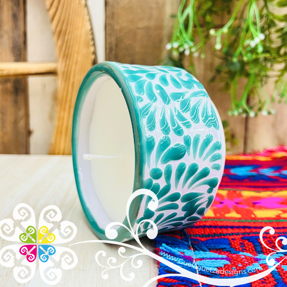 Large Tazon Green Talavera Candle - Artisan Candles