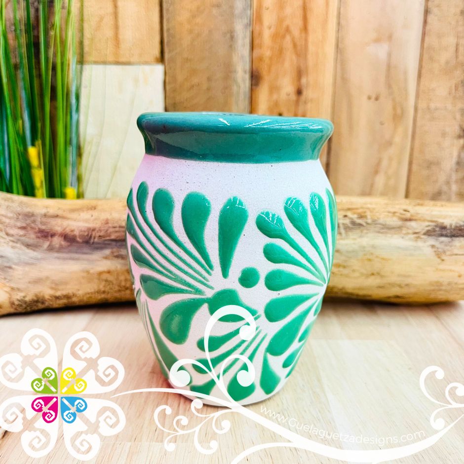 Set of Teal Espiga Plumeado Cantarito Cup - Set Clay Cantarito