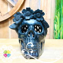 Medium Frida Skull  - Black Clay Oaxaca