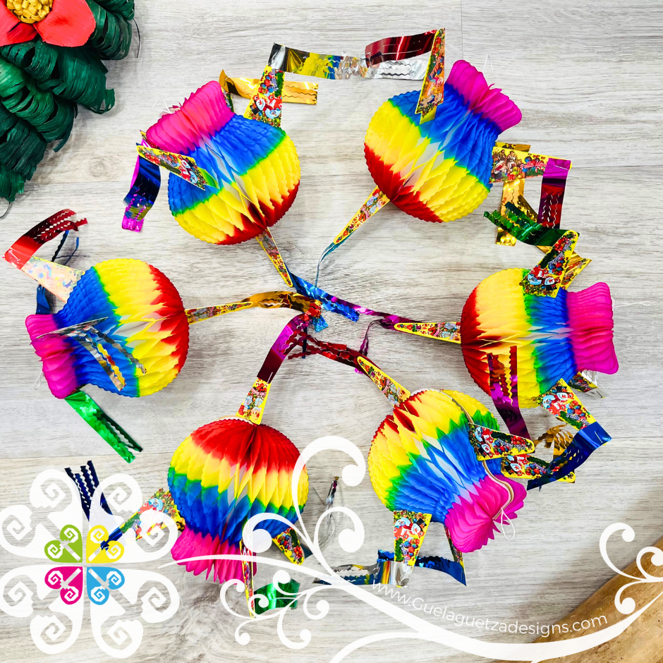 Set of 6 Piñata Ornaments - Mexican Ornaments