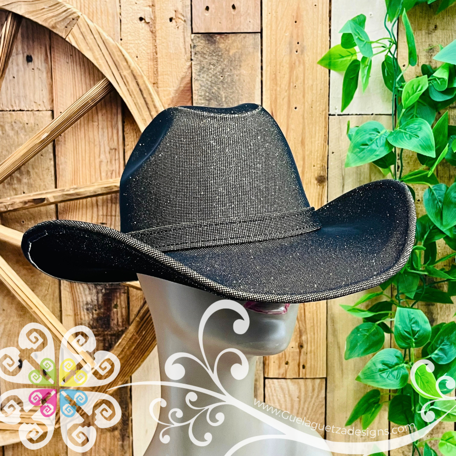 Black with Gold Glitter Cowboy Hat - Unisex Hat