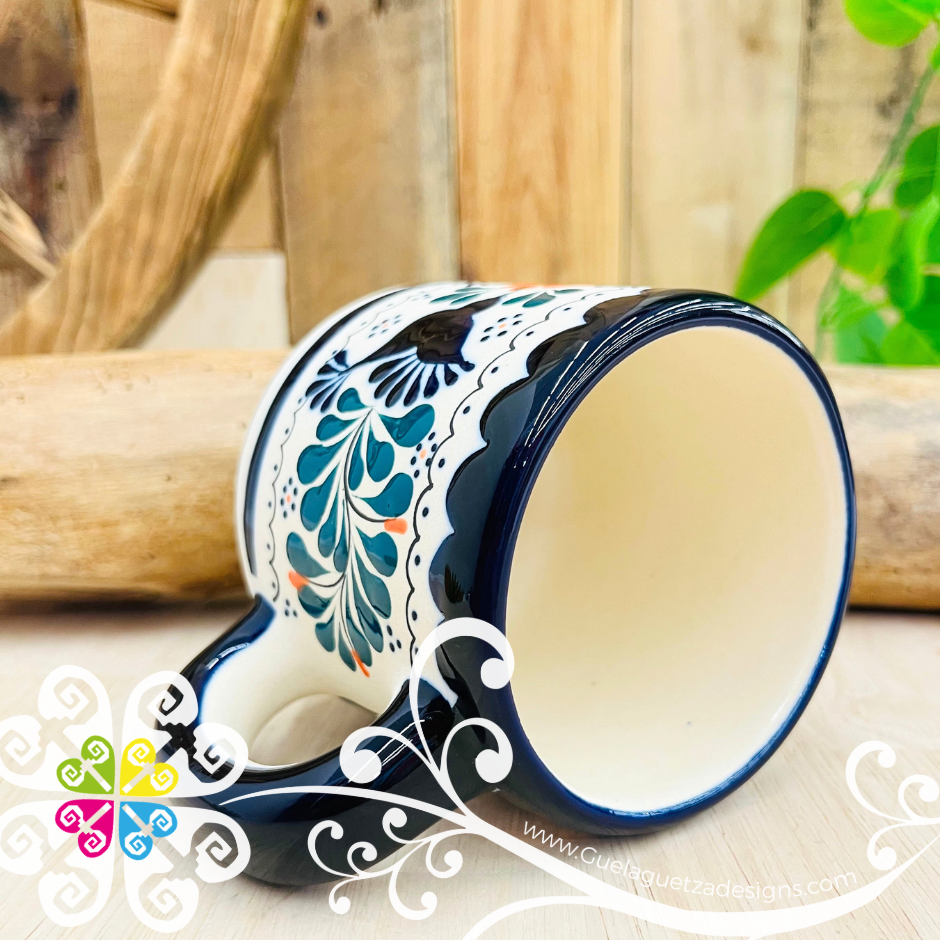 Navy Blue Colibri Taza Cafetera - Barro Alta Temperatura - Single Clay Mug