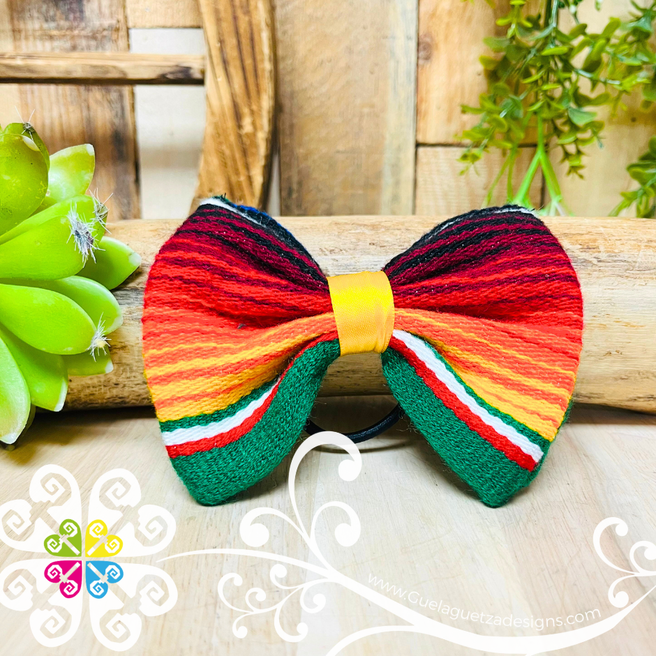 Rainbow Sarape Hair Bow - Hair Bow with Elastic