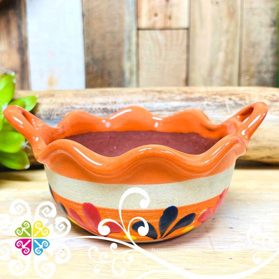 Set of 4 Engobe Small Cazuelita Clay Bowl