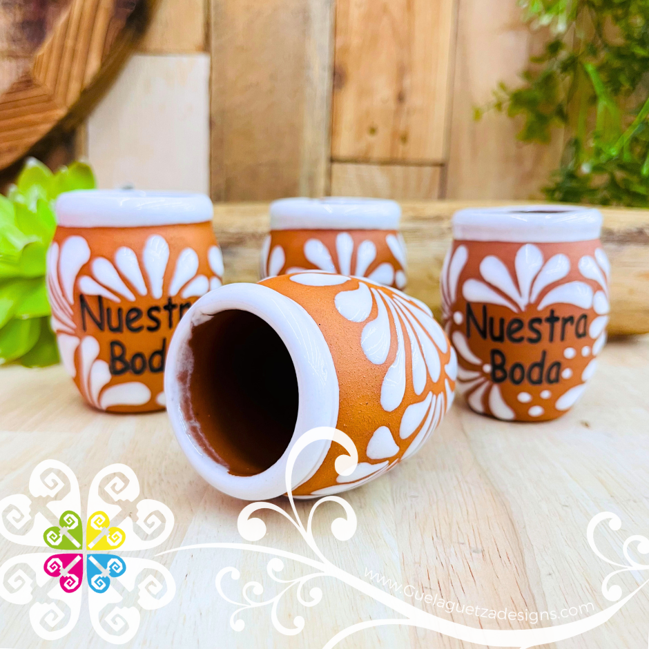 Nuestra Boda - Natural/White Tequilero Set - Clay Tequilero Set