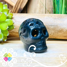 Small Calado Skull  - Black Clay Oaxaca