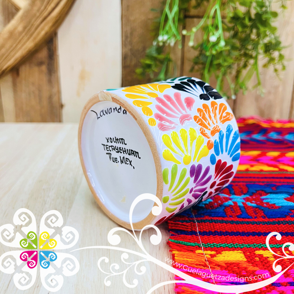 Medium Tazon Multicolor Talavera Candle - Artisan Candles