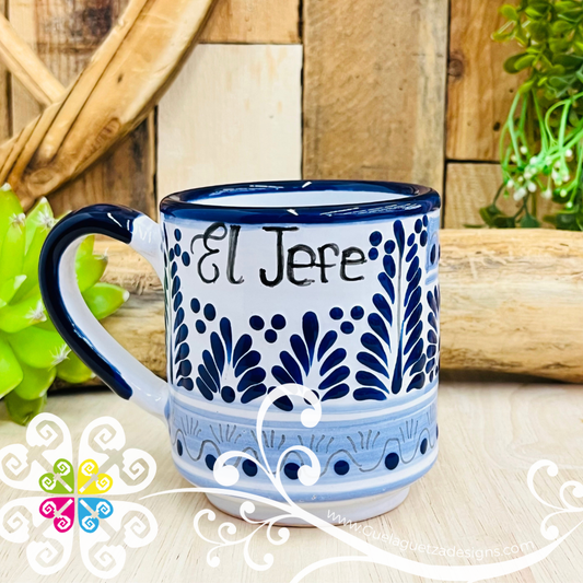 El Jefe Blue Talavera Mug - Single Talavera Mug